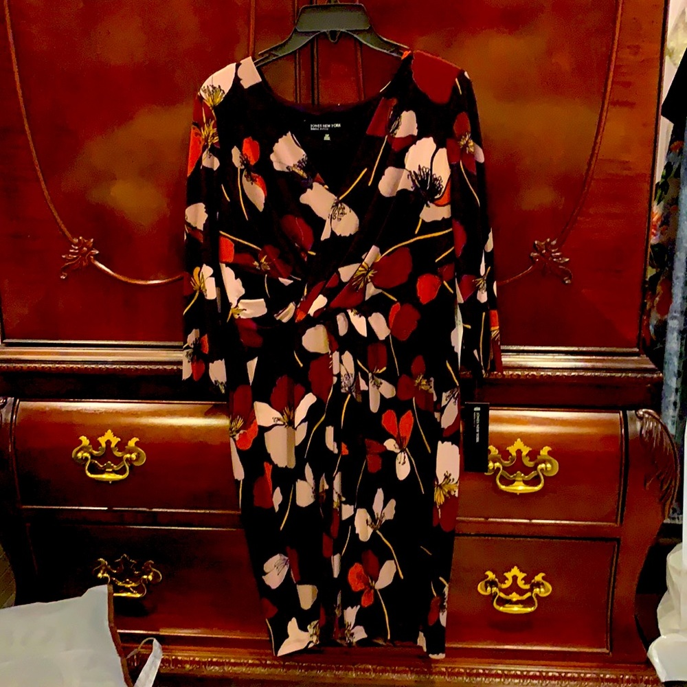 Jones New York Floral Faux Wrap Dress